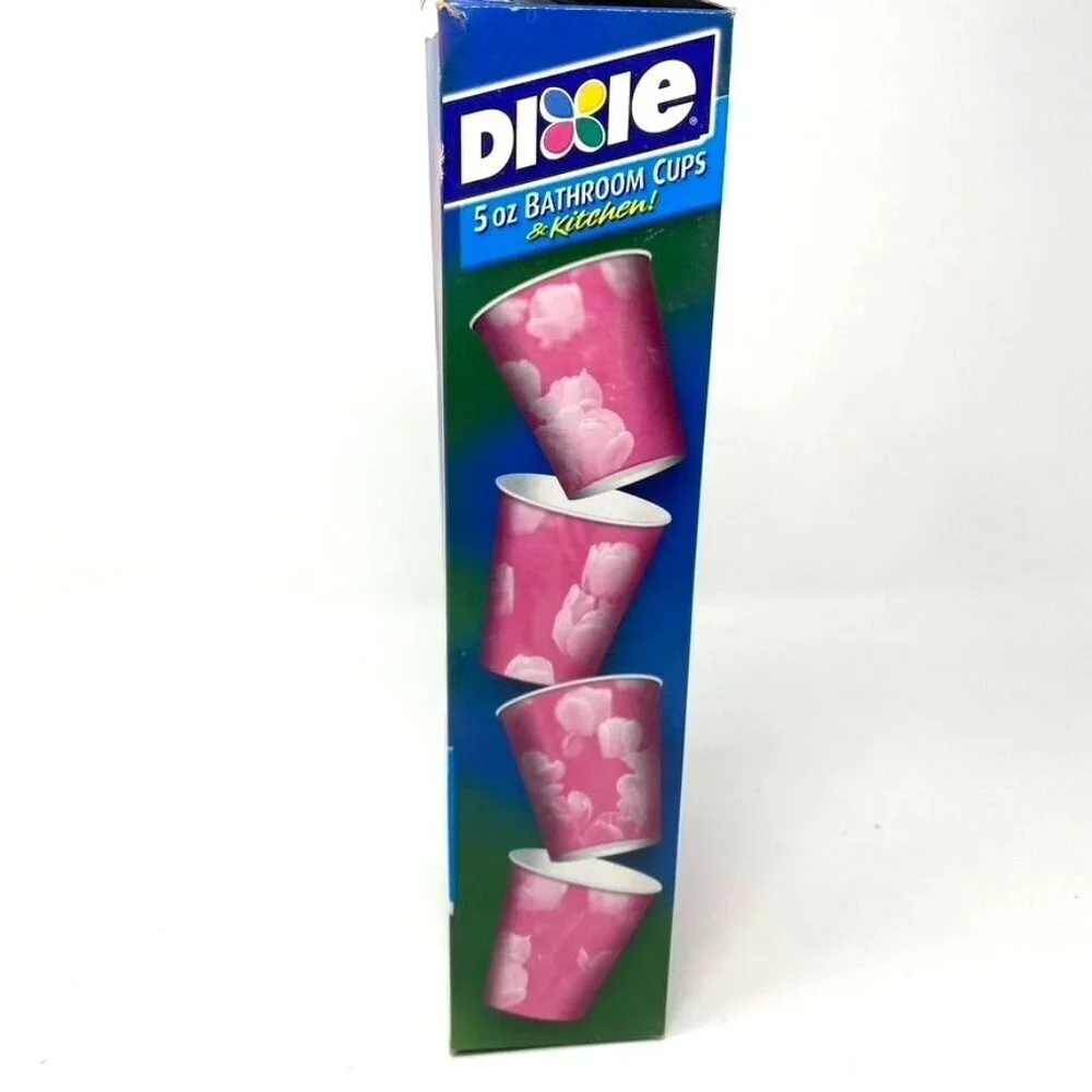Dixie 5 Oz Bathroom Cups Beautiful Blooms Pink Open Package 35 Cups